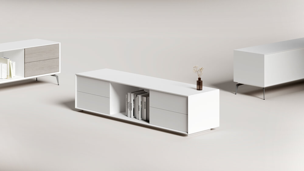 EDGE Mulberry Black Chamfered Low Height Sideboard Cabinet