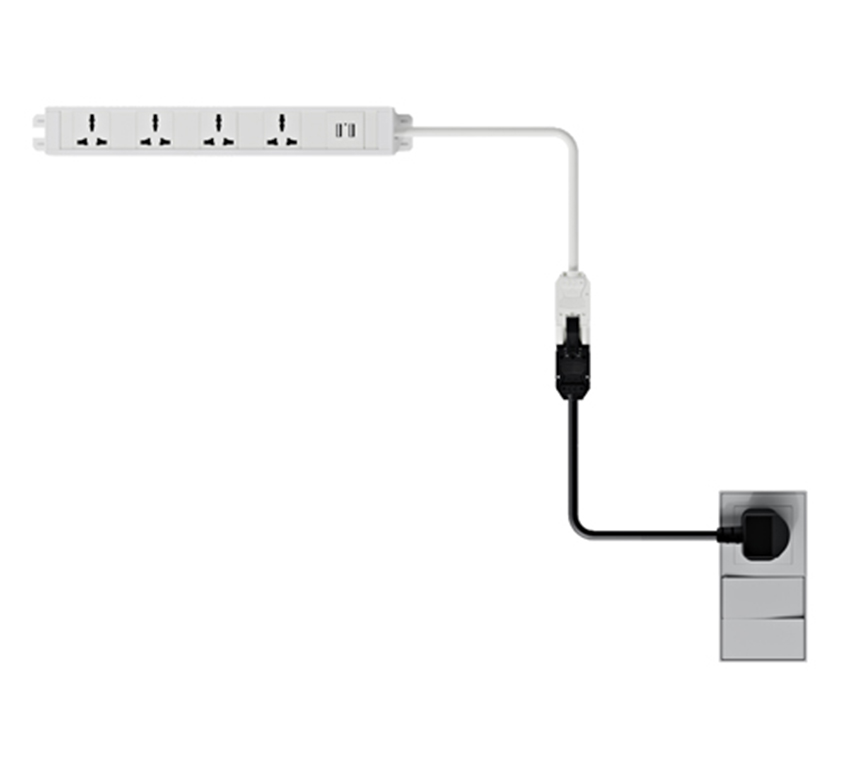 2x Users Under-Desk Interlink Power Access and Cable Management Solution