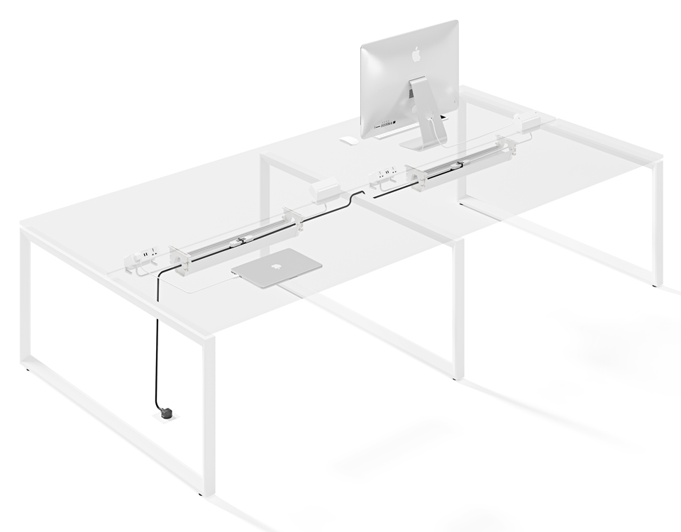 4x Users Desktop Interlink Power Access and Cable Management Solution