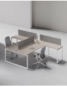 ACE Series White T-Shape Cluster of 2x Workstation