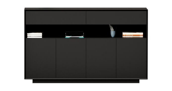 Edge Series Credenza Grey Medium Height Cabinet