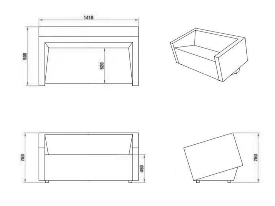 Cut Double Lounge Sofa Dimension