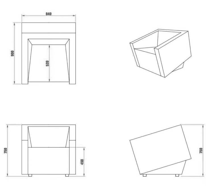 Cut Single Lounge Arm Chair Dimension