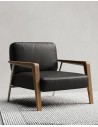 Harper Genuine Leather Wooden Arms Lounge Chair