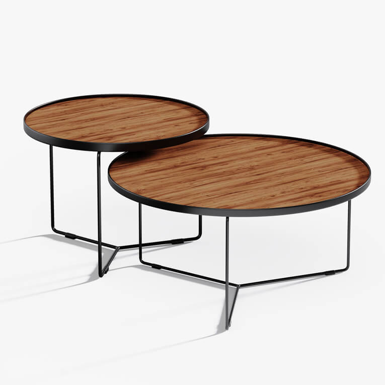 Split Wooden Top Coffee Table Set