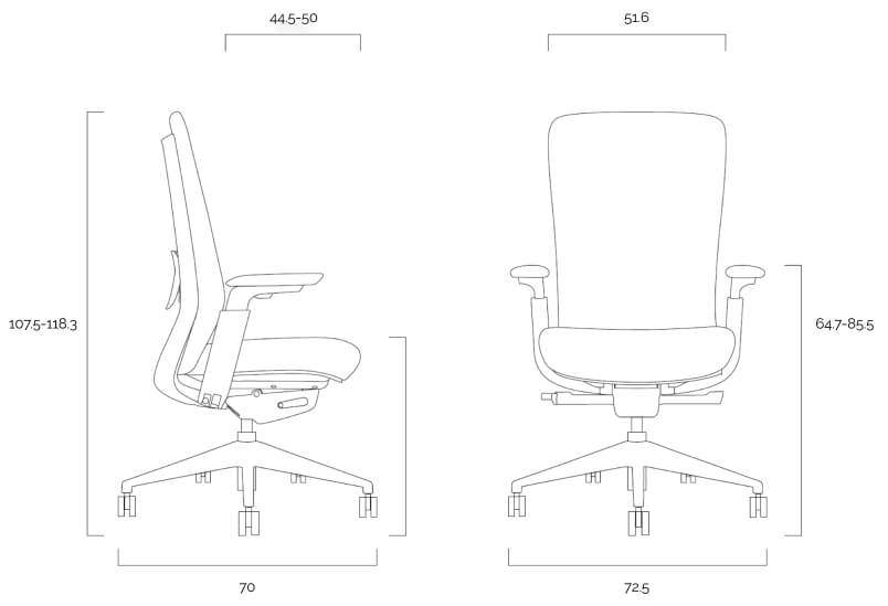 NZ Performance Ergonomic Chair Dimension