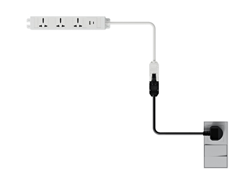 Single User Under-Desk Interlink Power Access and Cable Management Solution