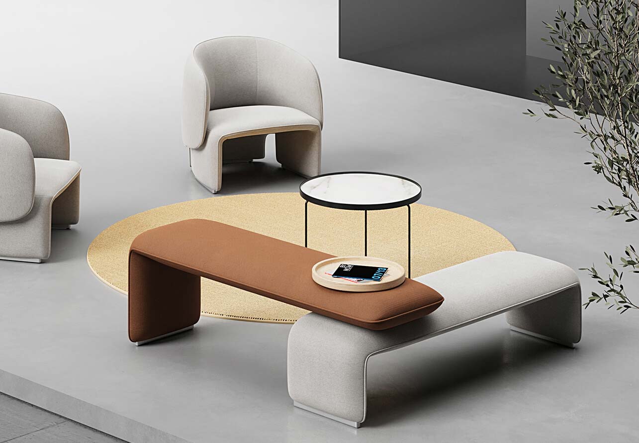 Terra Bench Sofa with Round Table