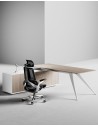 Zenon Black L-Shape Executive Desk Stone Grey